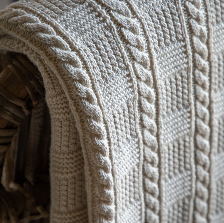 Soft Cable-Knit Cotton Throw