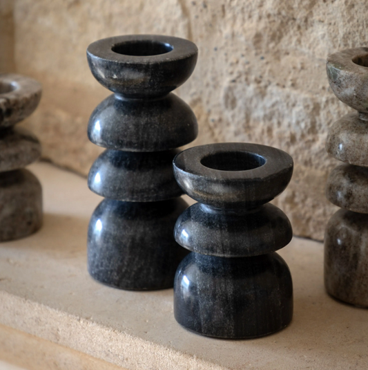 Azuaga Grey Marble Candlesticks (Set of 2)