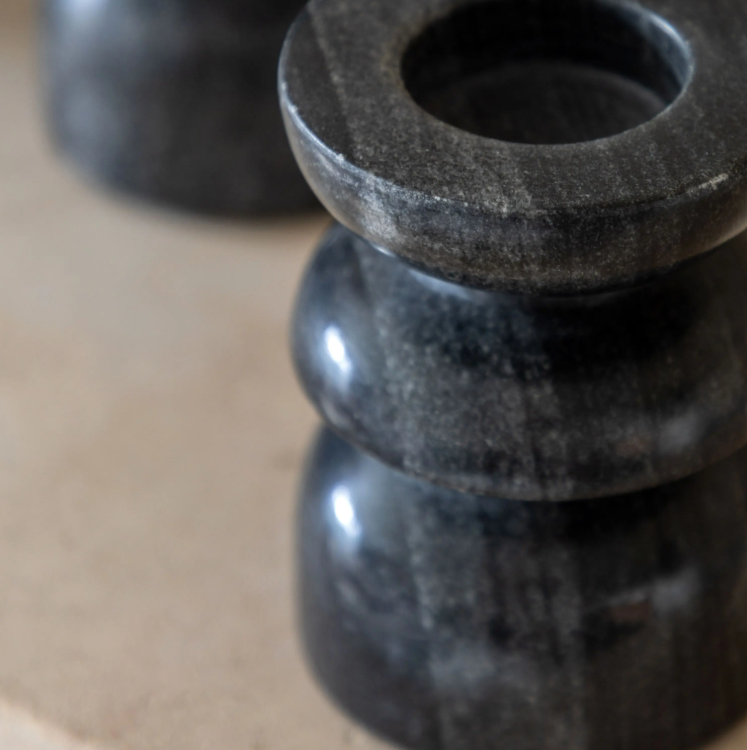 Azuaga Grey Marble Candlesticks (Set of 2)