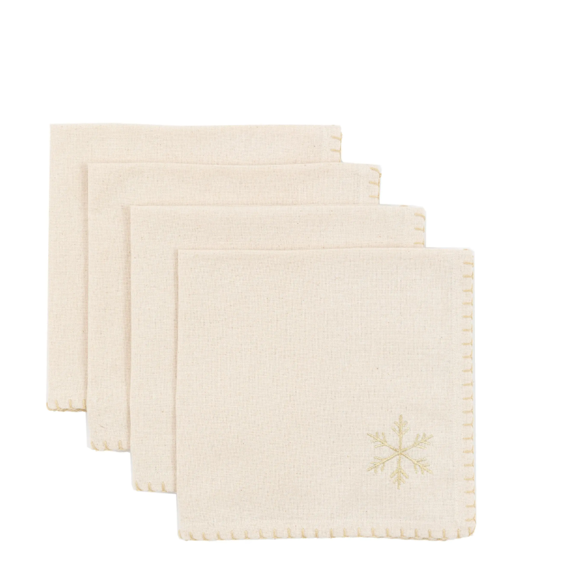 Embroidered Snowflake Napkins (Set of 4)