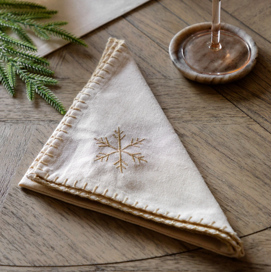 Embroidered Snowflake Napkins (Set of 4)