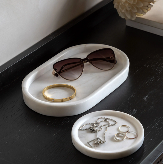 Piedra Marble Trinket Trays  (Set of 2)