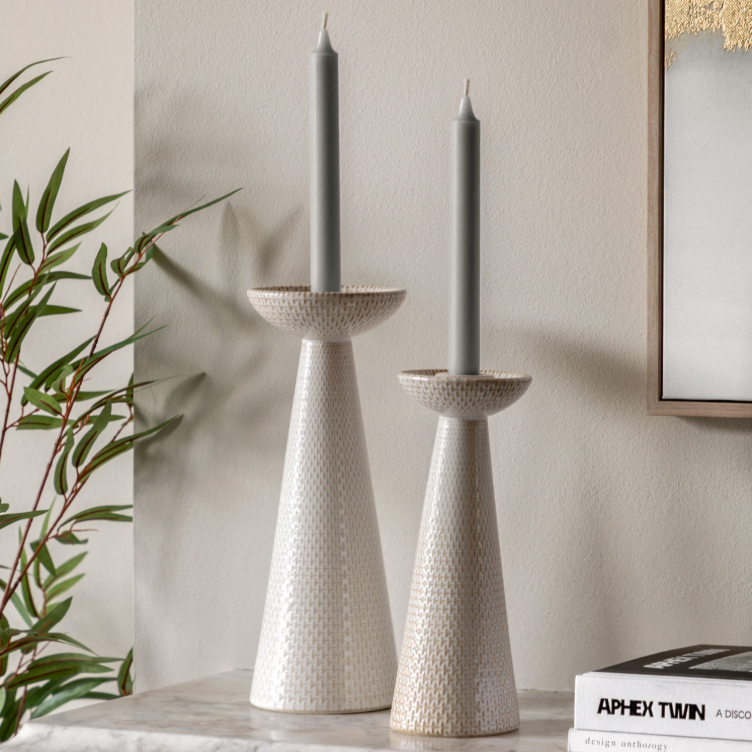 Porto Ceramic Candlesticks (Set of 2)