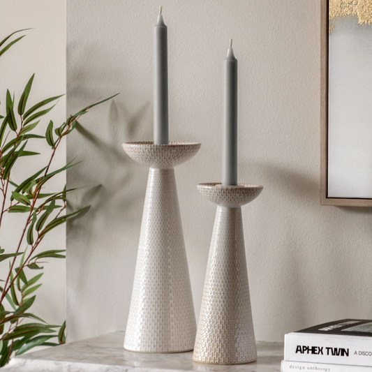 Porto Ceramic Candlesticks (Set of 2)